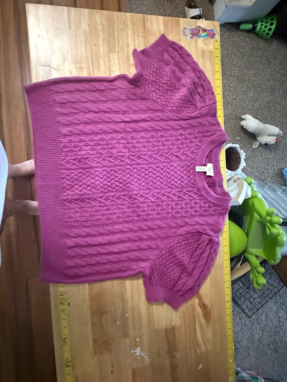 St. John’s Bay Bright Pink Short-Sleeve Cable Knit Sweater